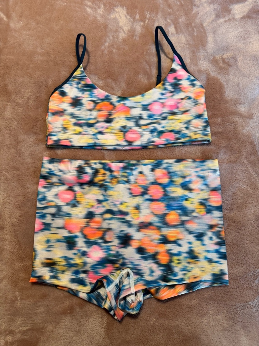 NWT LyreBird Anthropologie Neon Tie Dye Bralette and Boyshort Set, Size S/M